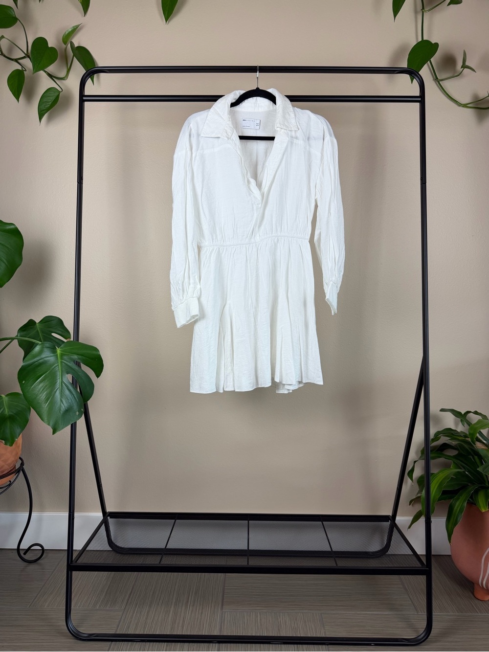 ASOS White Long-Sleeve V-Neck Peplum Dress
